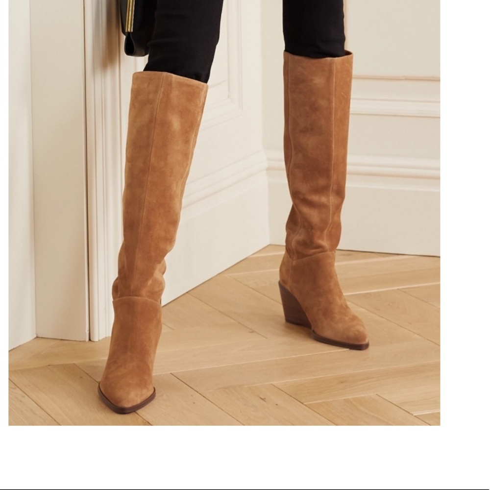 Vince “Marlow” Suede Wedge Knee Boots 👢